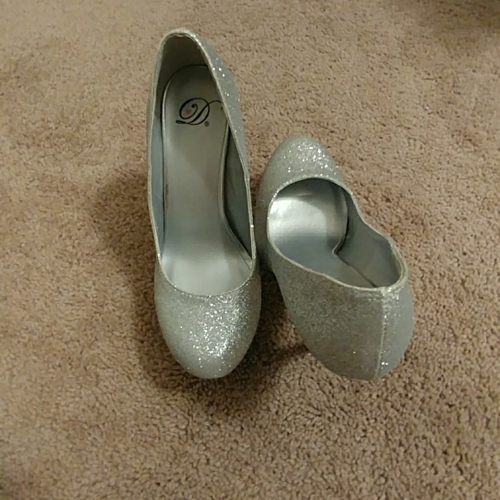 Silver glitter spiked heels